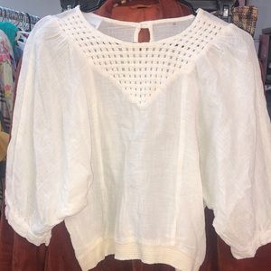 Vintage Ms. Paquette-!” 70’s /80’s cream color gauze top - 1/2 batwing sleeve